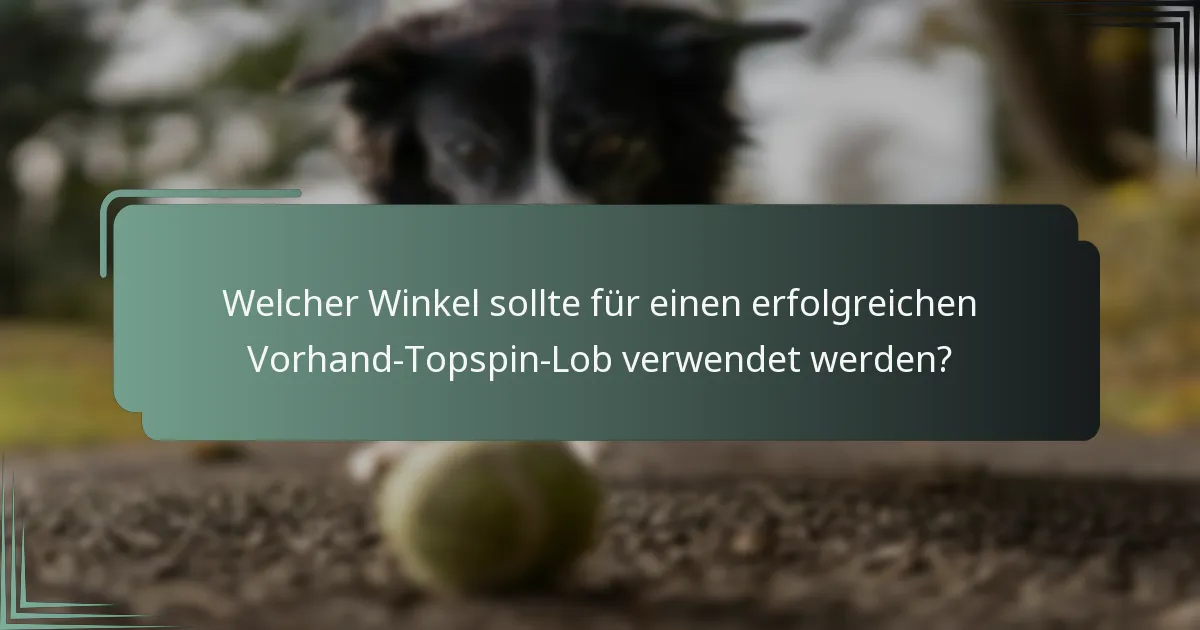 Welcher Winkel sollte für einen erfolgreichen Vorhand-Topspin-Lob verwendet werden?